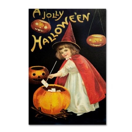Trademark Fine Art Vintage Apple Collection 'Little Red Halloween Witch' Canvas Art, 12x19 ALI6335-C1219GG